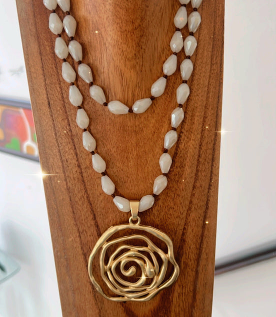 Beige Spiral Necklace - Georgie Rosario Jewelry and more...