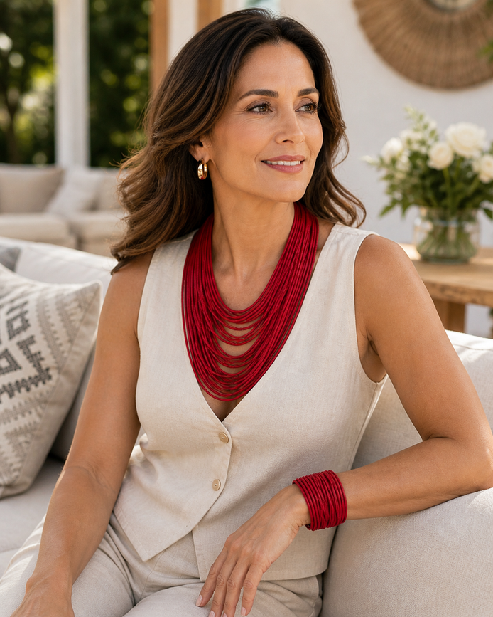 Red One Necklace Set - Georgie Rosario Jewelry and more...