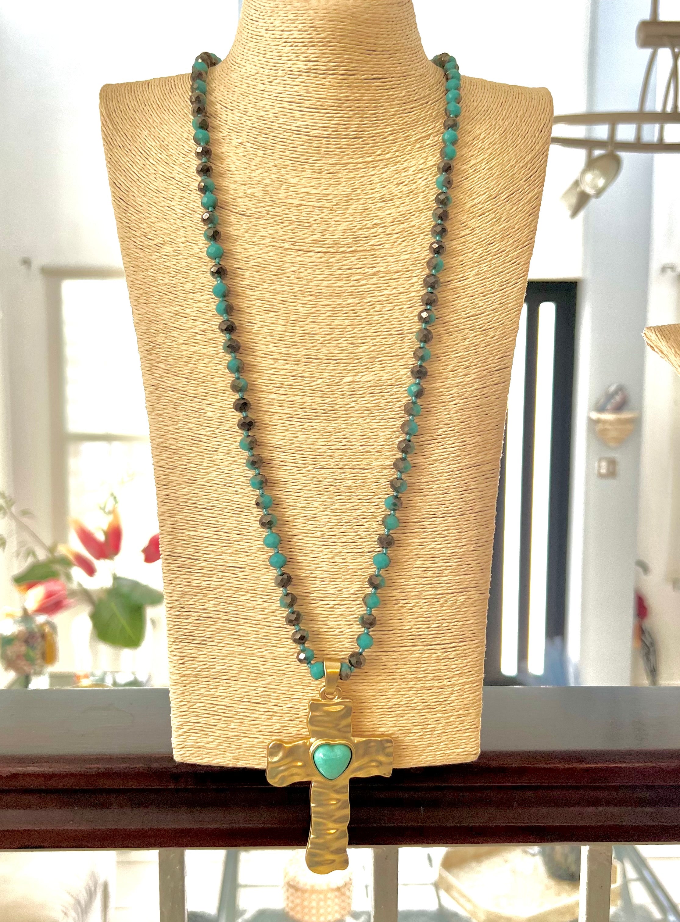 Turquoise Faith Cross Necklace - Georgie Rosario Jewelry and more...