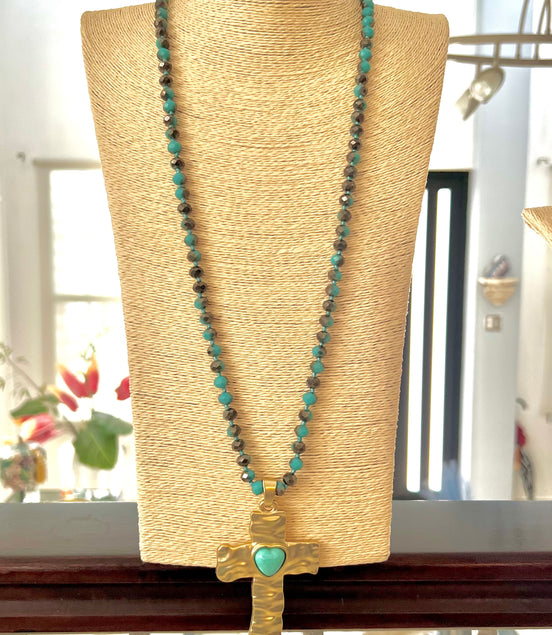 Turquoise Faith Cross Necklace - Georgie Rosario Jewelry and more...