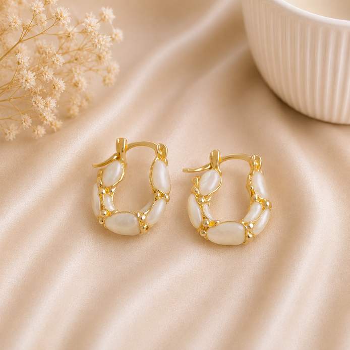 Small White Hoops Earrings - Georgie Rosario Jewelry and more...