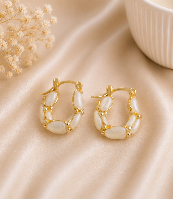 Small White Hoops Earrings - Georgie Rosario Jewelry and more...