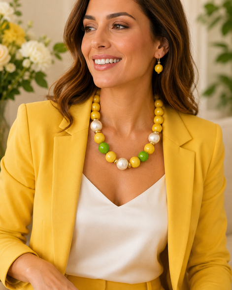 Yellow and Green Statement Necklace