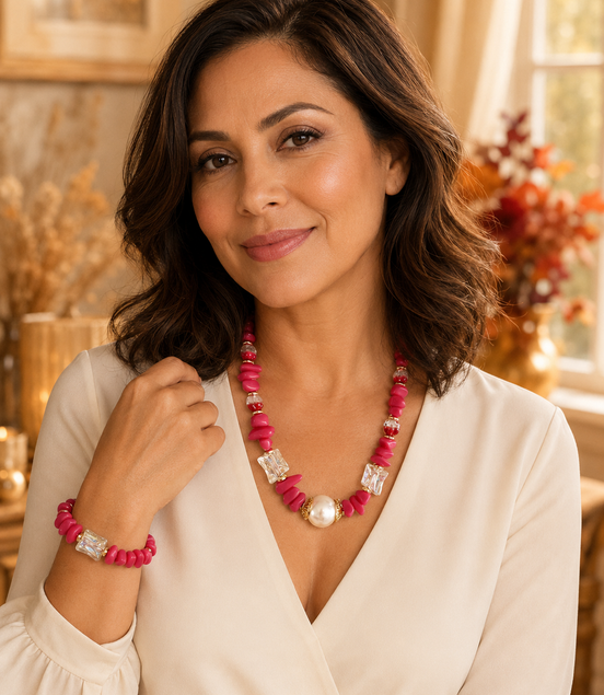 Guava Pearl Statement Set - Georgie Rosario Jewelry and more...