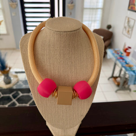 Modern Geo Lightweight Choker Beige/Pink - Georgie Rosario Jewelry and more...