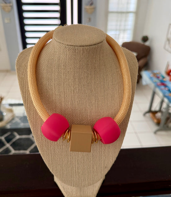 Modern Geo Lightweight Choker Beige/Pink - Georgie Rosario Jewelry and more...