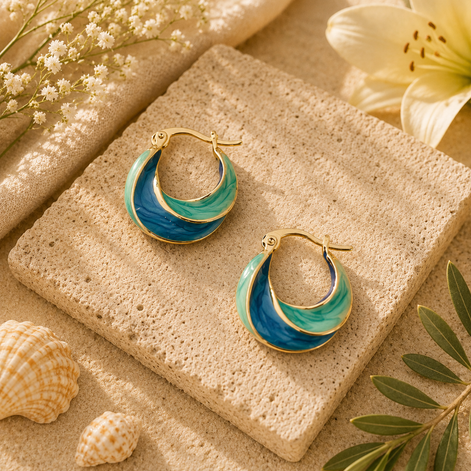 Ocean Breeze Enamel Hoop Earrings
