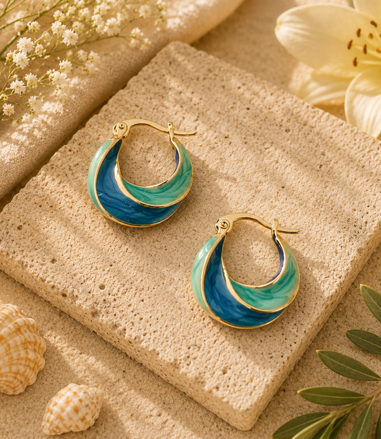 Ocean Breeze Enamel Hoop Earrings - Georgie Rosario Jewelry and more...