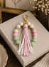 Pink and Green Key Ring Bracelet
