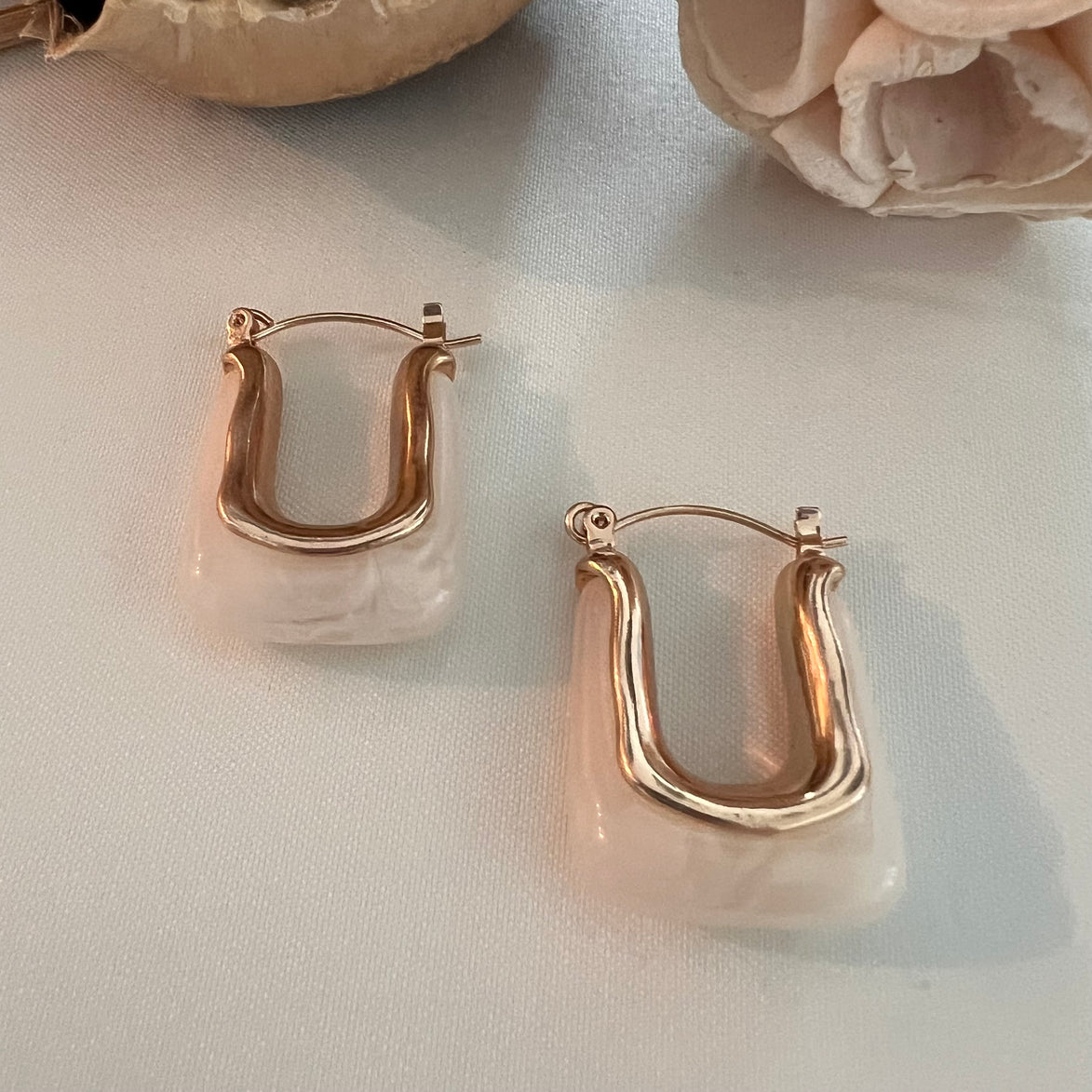 Beige Hoops Earrings