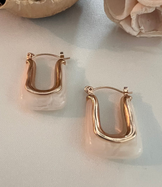 Beige Hoops Earrings