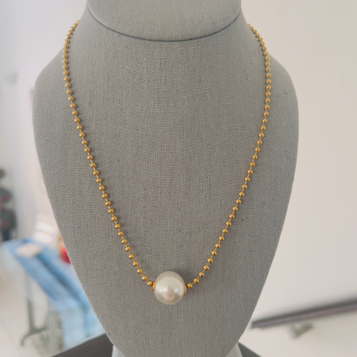 Pearl Ball Chain A - Georgie Rosario Jewelry and more...