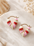 Pink Enamel Hoop Earrings