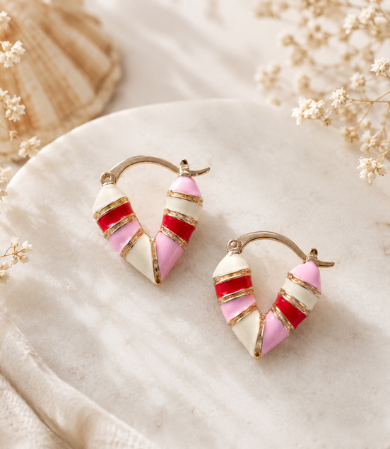 Pink Enamel Hoop Earrings - Georgie Rosario Jewelry and more...