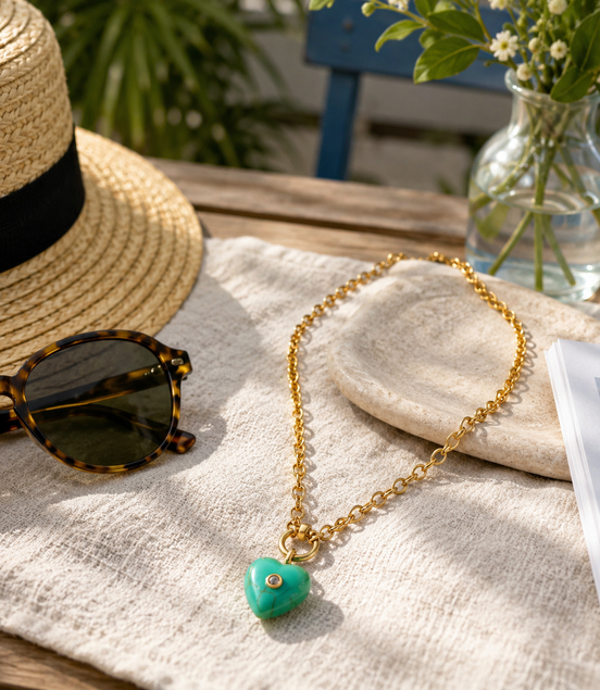 Turquoise Heart Elegant Necklace - Georgie Rosario Jewelry and more...