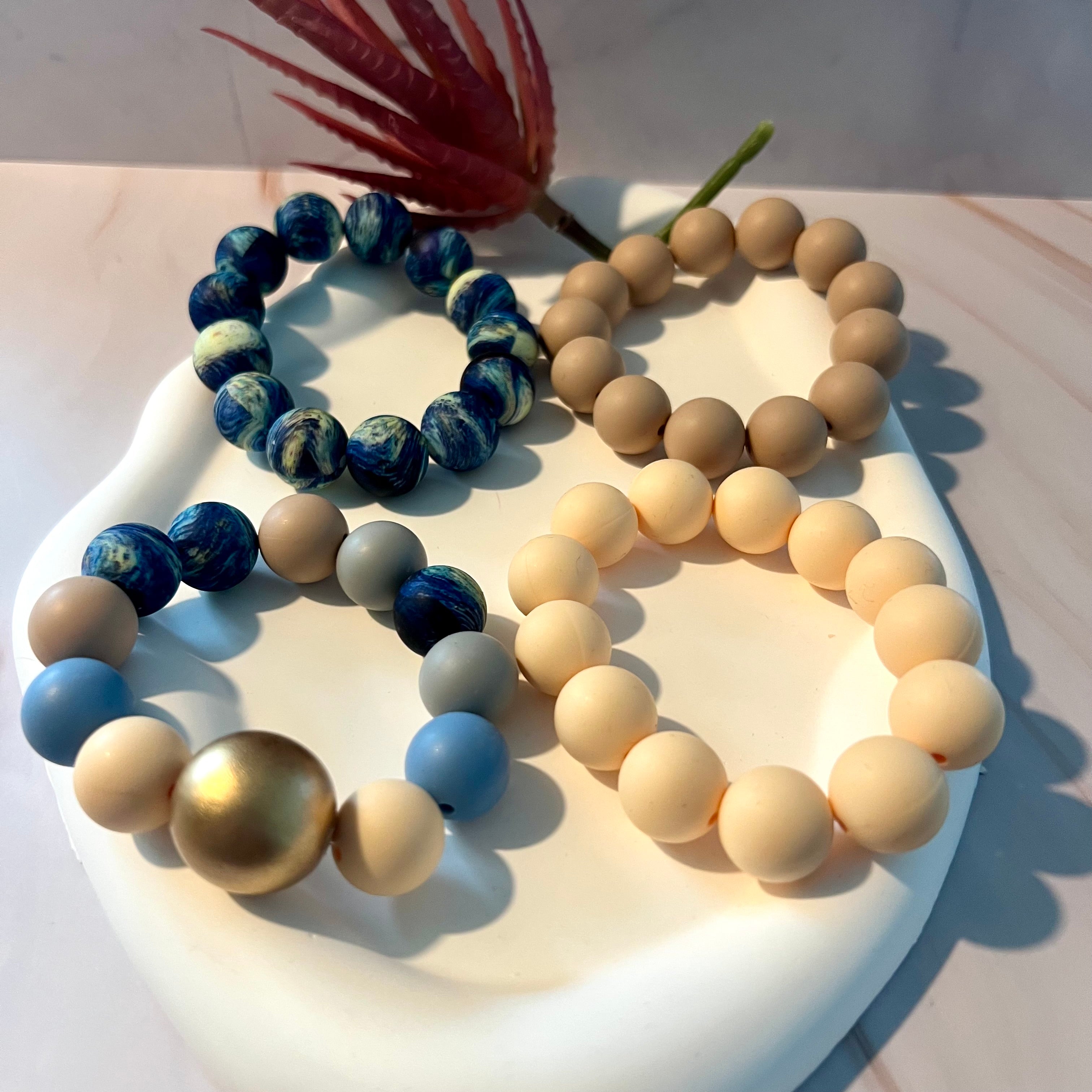 Beige and Blue Bracelets Set - Georgie Rosario Jewelry and more...