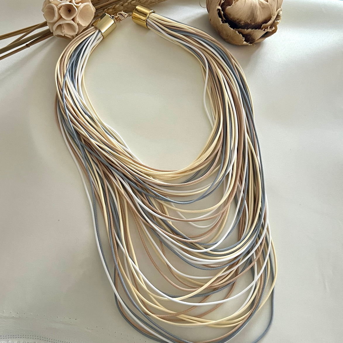 Adele Beige and Blue Necklace