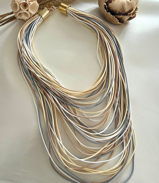Adele Beige and Blue Necklace