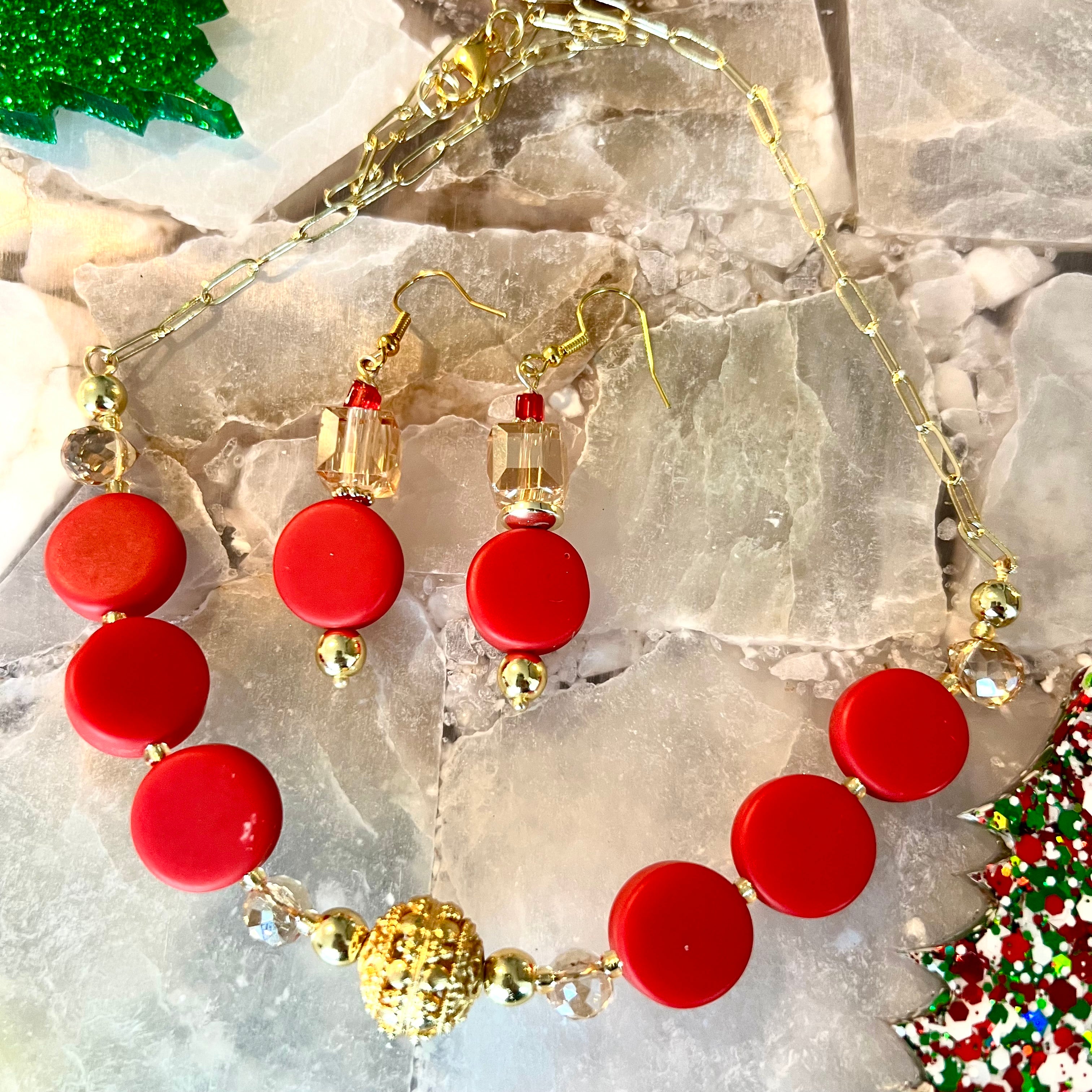 Zoe Red Choker Set