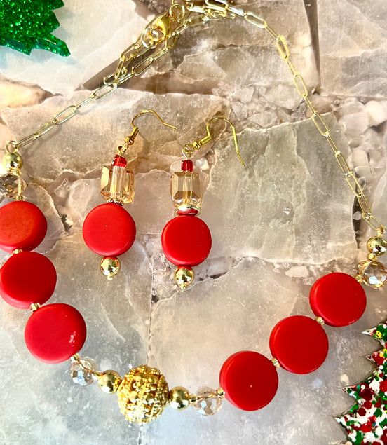 Zoe Red Choker Set