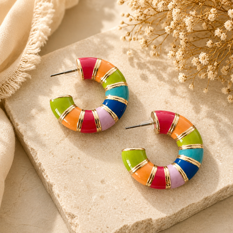 Rainbow Hoops Earrings 🌈✨