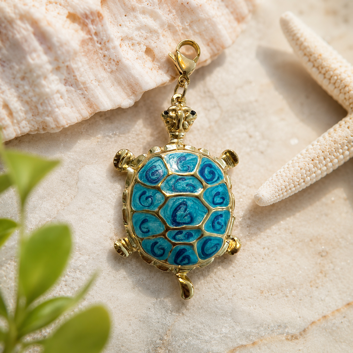 Ocean Escape Blue Turtle Pendant