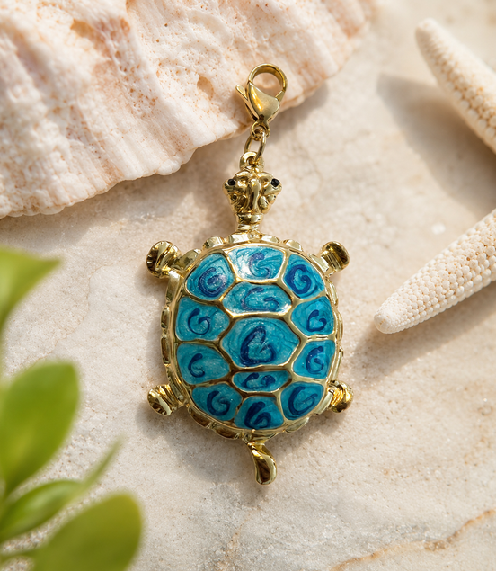 Ocean Escape Blue Turtle Pendant