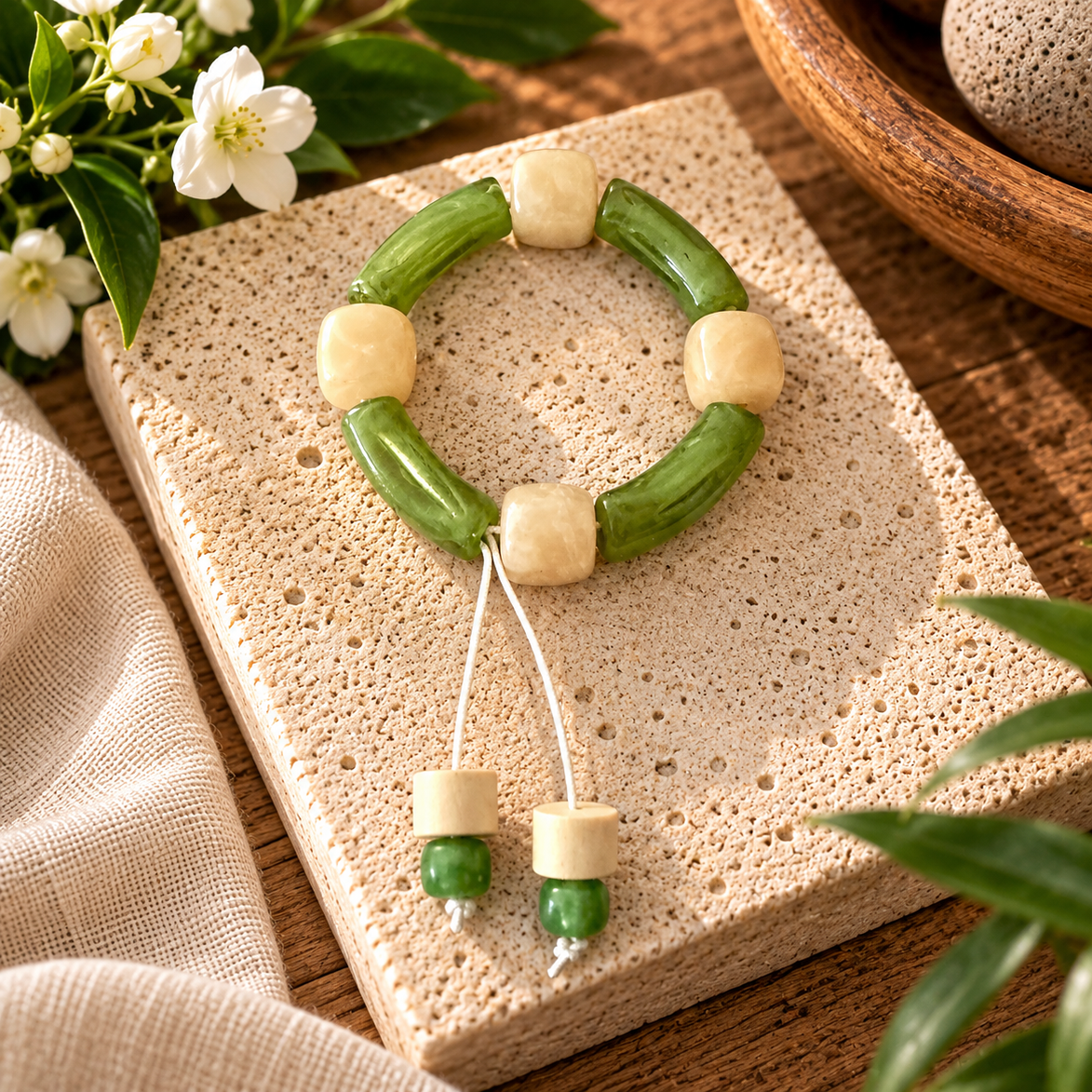 Mint Green and Beige Statement Bracelet - Georgie Rosario Jewelry and more...