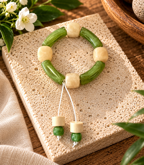 Mint Green and Beige Statement Bracelet - Georgie Rosario Jewelry and more...