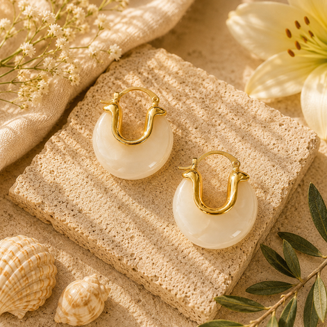 White Marbled earrings