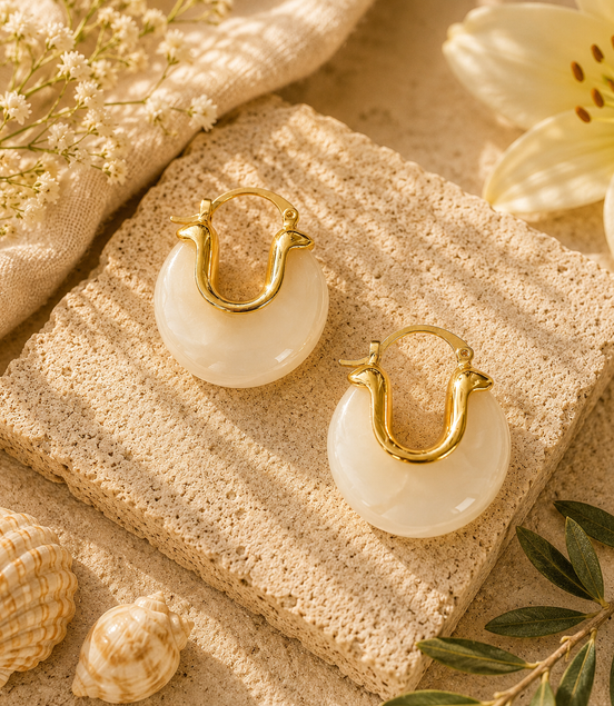White Marbled earrings - Georgie Rosario Jewelry and more...
