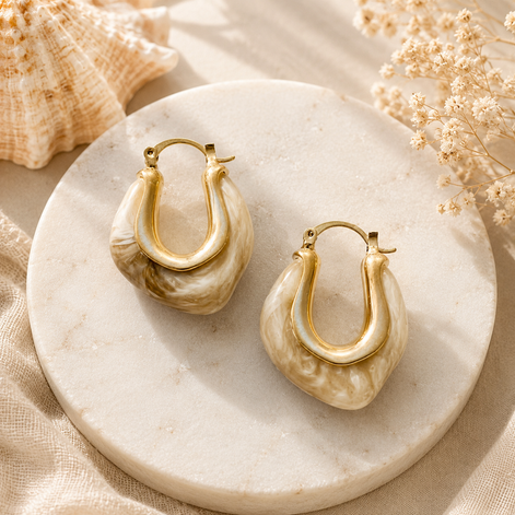 Beige  Hoops Earrings