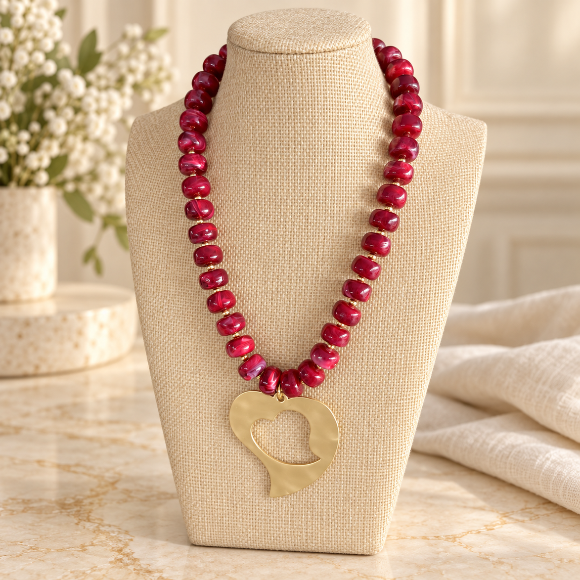 Crimsom Heart Statement Necklace - Georgie Rosario Jewelry and more...