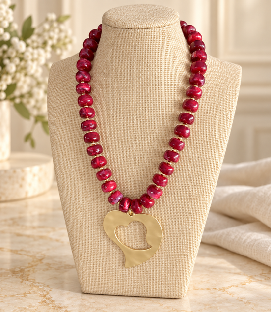 Crimsom Heart Statement Necklace - Georgie Rosario Jewelry and more...