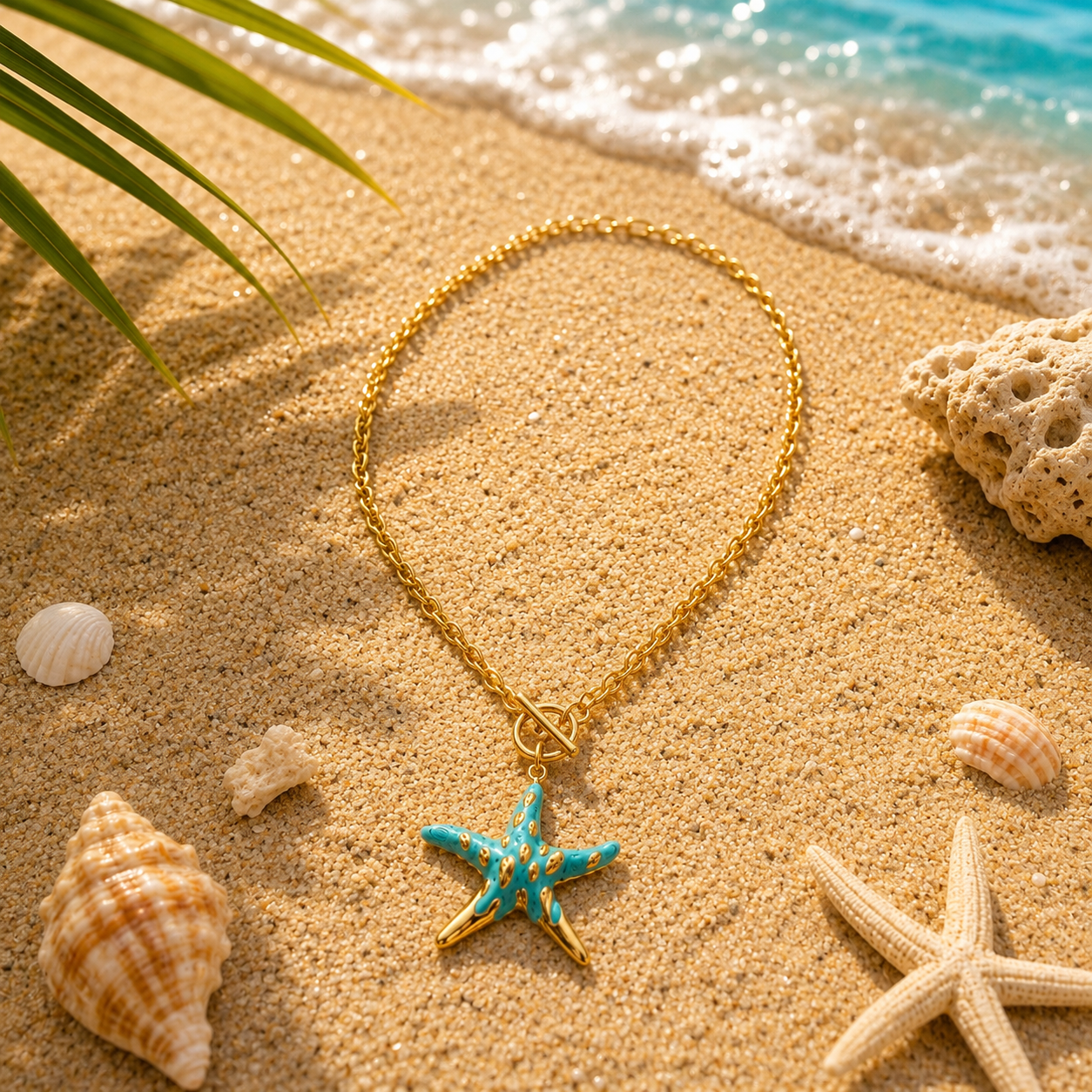 Turquoise Starfish Charm Necklace - Georgie Rosario Jewelry and more...