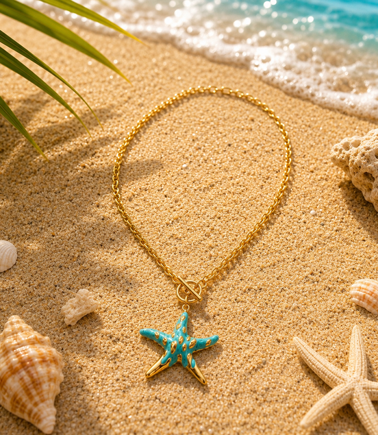 Turquoise Starfish Charm Necklace