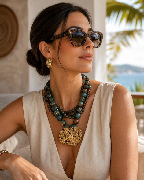 Turquoise and Gold necklace - Georgie Rosario Jewelry and more...
