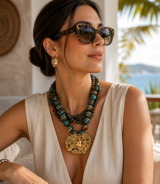 Turquoise and Gold necklace - Georgie Rosario Jewelry and more...