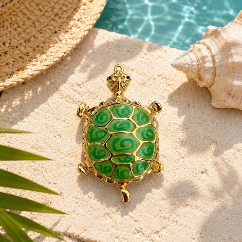 Ocean Escape Green Turtle Pendant - Georgie Rosario Jewelry and more...