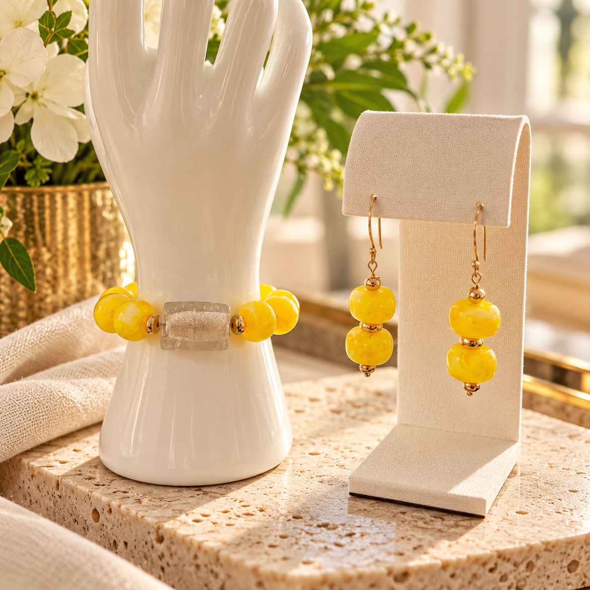Golden Sunshine – Set de Pulsera y Aretes 💛
