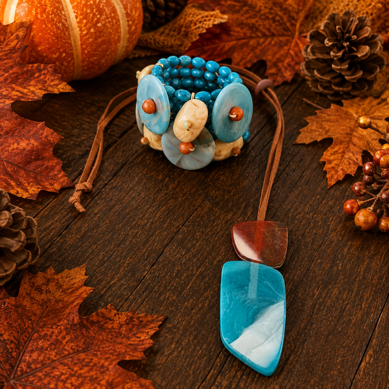 Blue Brown Fall Set - Georgie Rosario Jewelry and more...