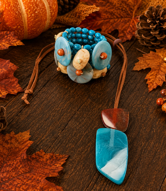 Blue Brown Fall Set - Georgie Rosario Jewelry and more...
