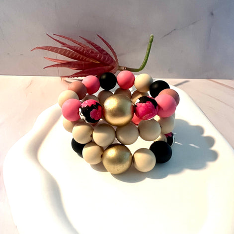 Beige and Pink Tones Bracelets Set - Georgie Rosario Jewelry and more...