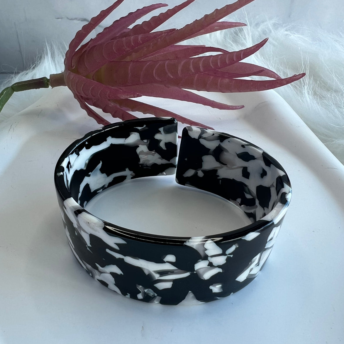 Camelia Black and White Bangle - Georgie Rosario Jewelry and more...