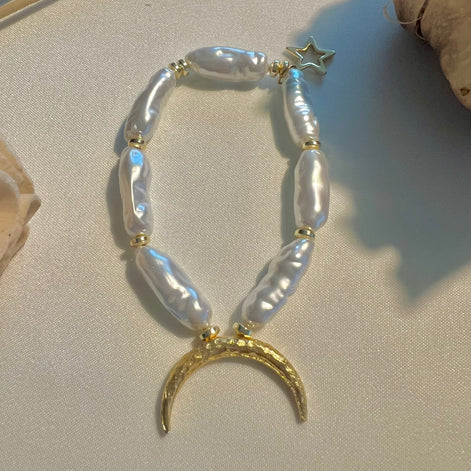 Moon and  Pearl Bracelet