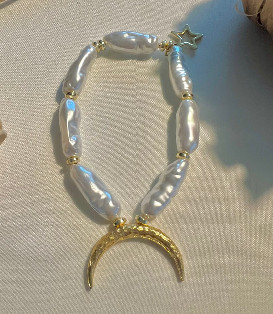 Moon and  Pearl Bracelet