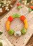 Colorful adjustable bracelet with orange, green, yellow and silver beads