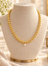 Collar Luz Dorada de hematita dorada 6 mm y dije blanco