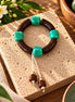 Turquoise and brown statement bracelet