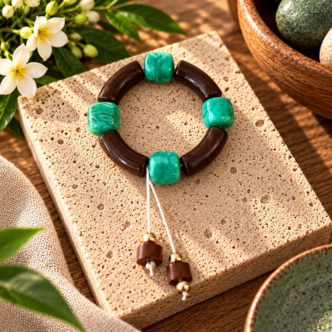 Turquoise and brown statement bracelet